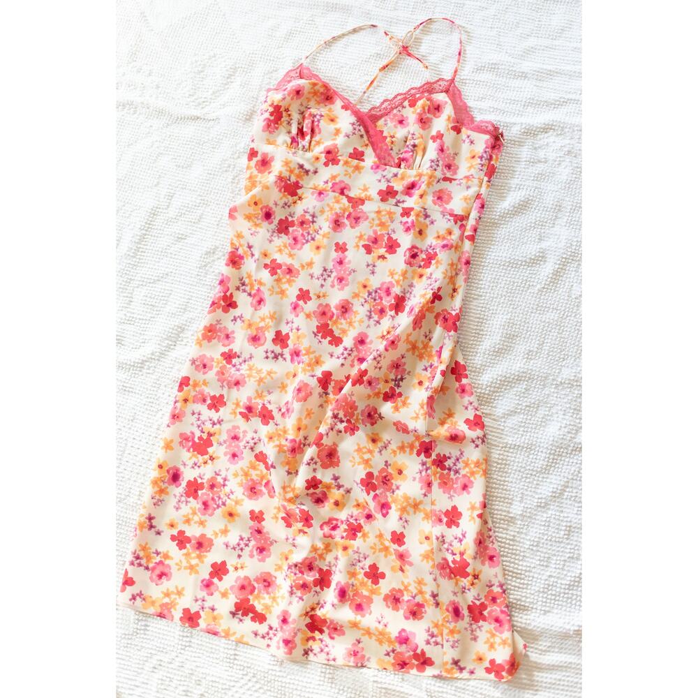 Vintage Y2K Express Slip Dress Midi Baby Doll Floral Feminine Coquette